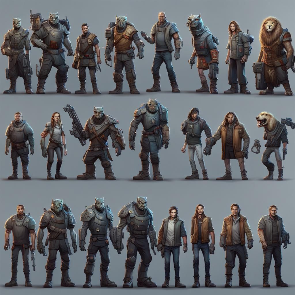 Different games characters e.g zombies ,human, animal (dog,d...