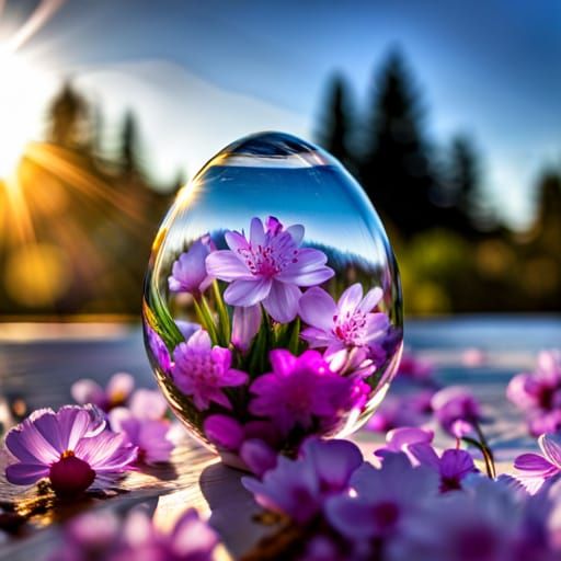 Beautiful glass Easter egg, crystal, beautiful transparent crystal