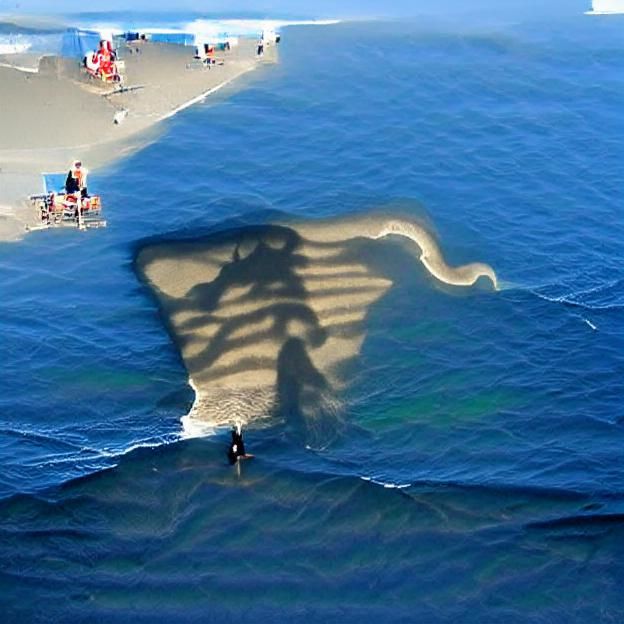 Giant shadow watching from the ocean