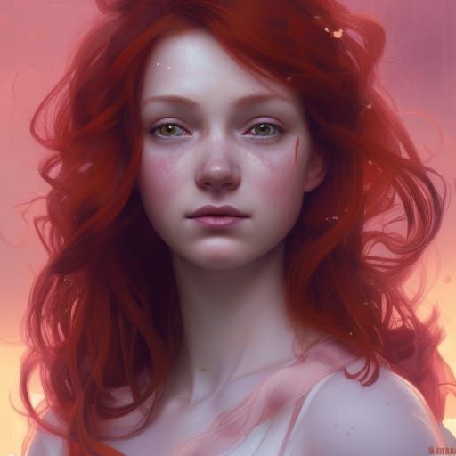 The redhead girl smirks for she knows… - AI Generated Artwork ...