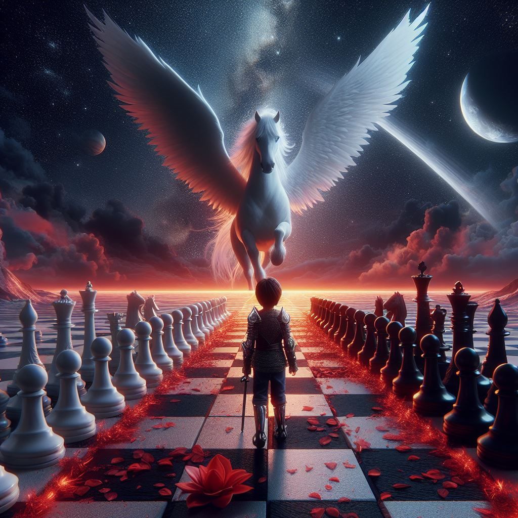 The young Knight and the winged horse