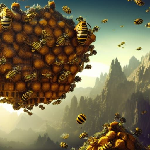 bees on the honeycomb