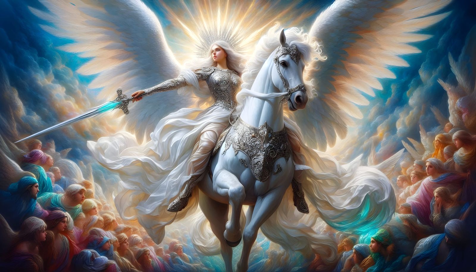 Angel on her white steed