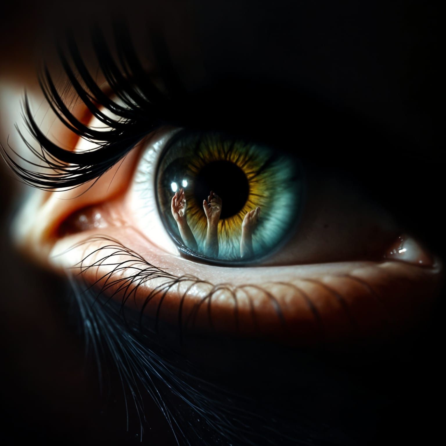 Eye Witness to Despair in Dark, Moody Portrait