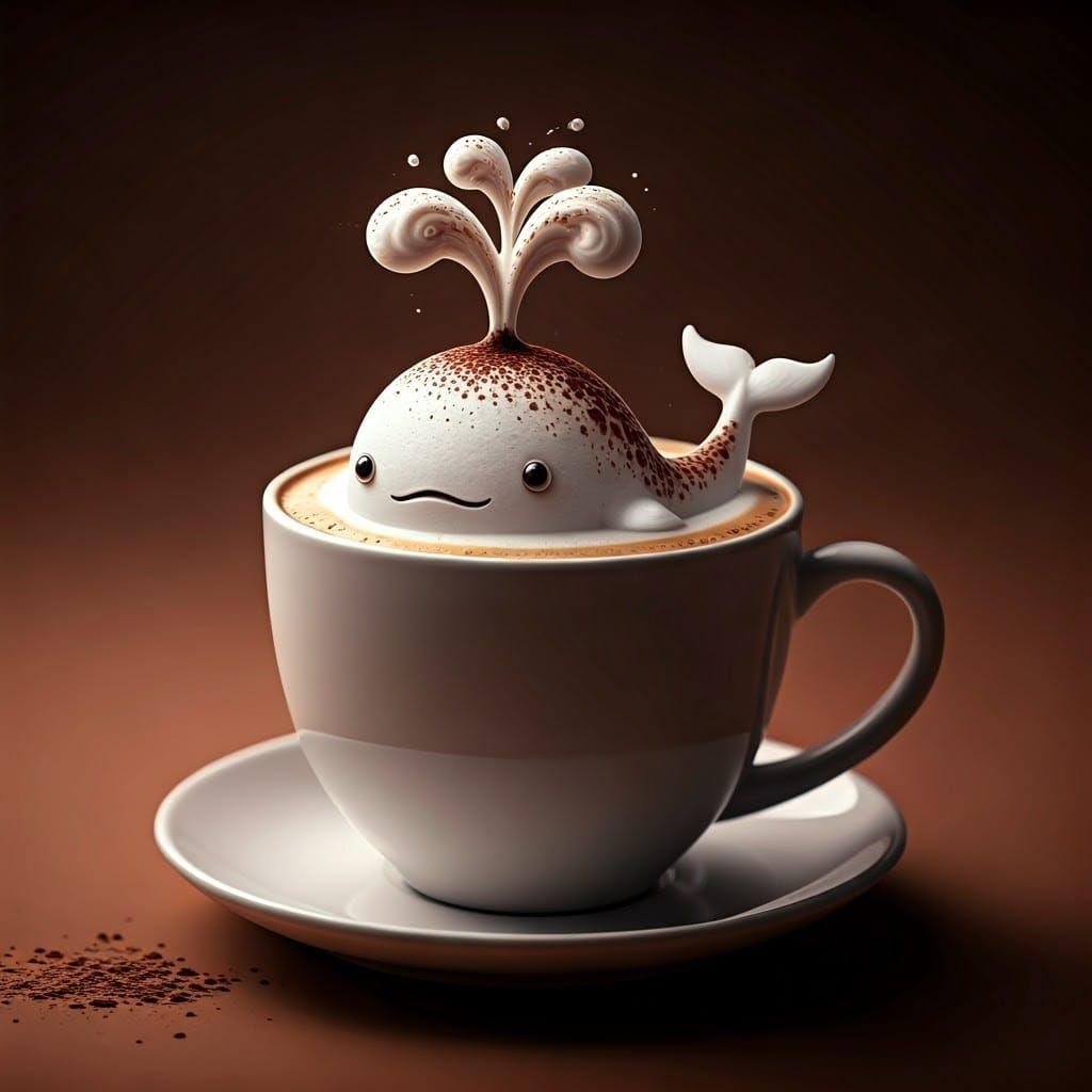 Cute 3D Whale latte art   by @Alchemi108
