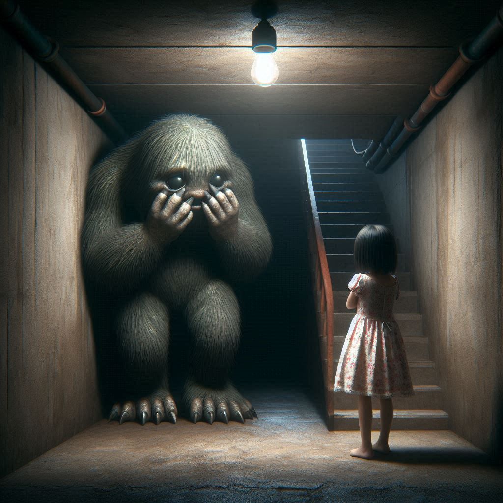 Eeeek! Maybe she won't see me if I can't see her.