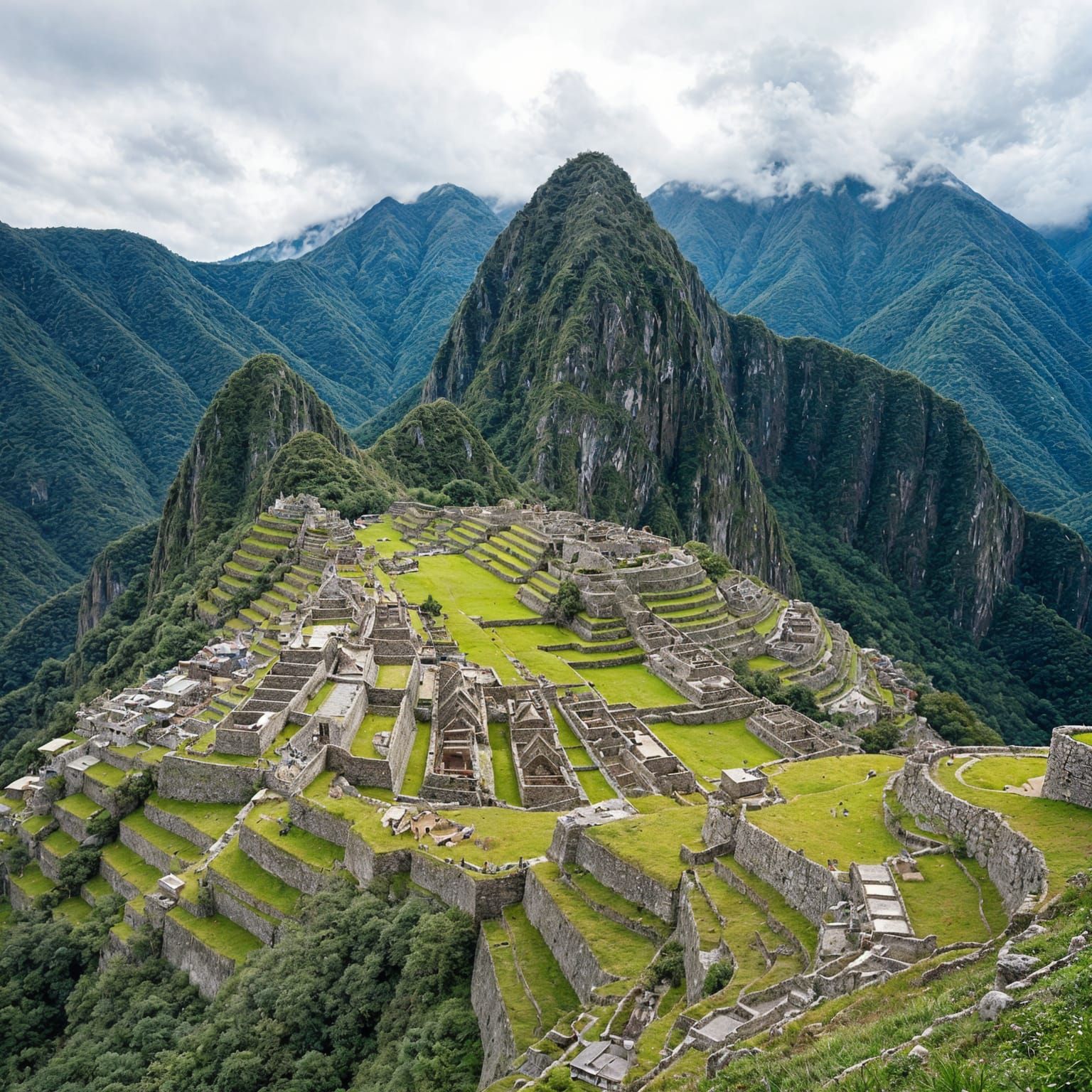 "Una ciudad perdida estilo Machu Picchu, encaramada en lo alto de una cumbre montañosa en los Andes. La arquitectura es de mampostería inca ...