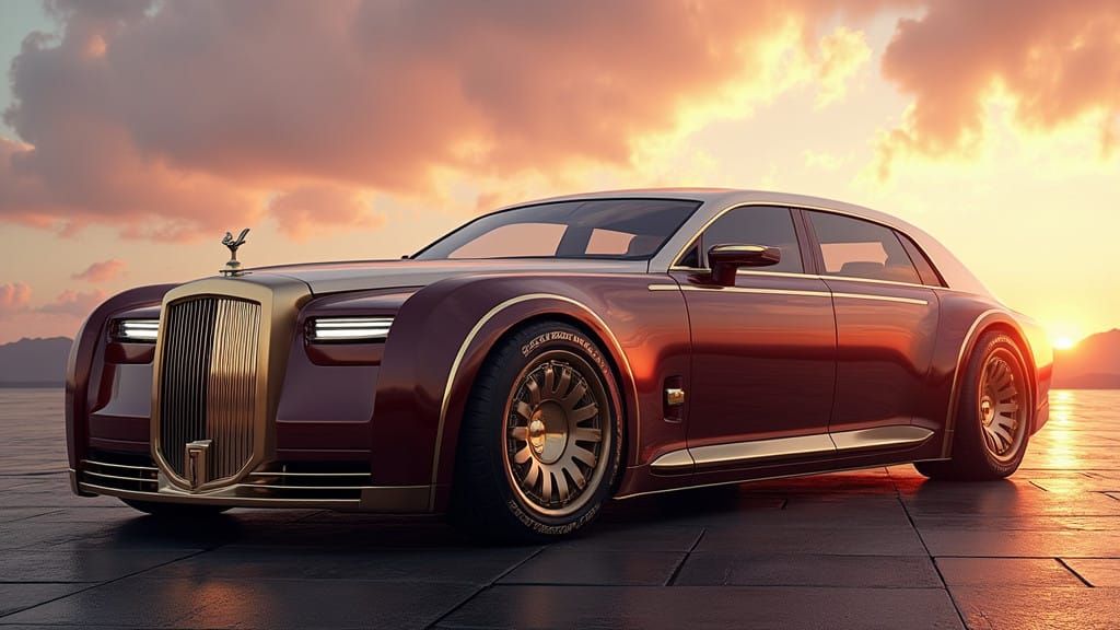 Art Deco 2026 Rolls Royce Phantom Concept in Dark AI Art