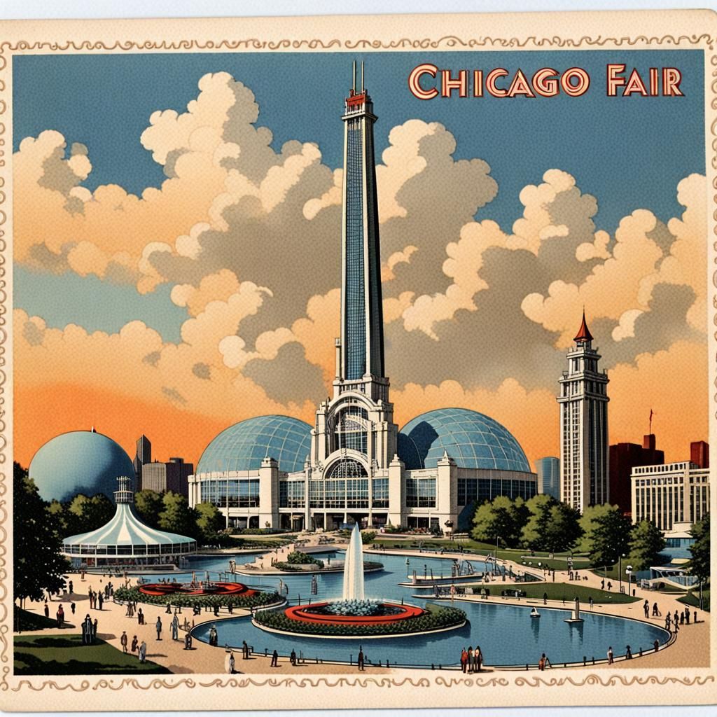 Chicago World Fair Postcard - AI Generated Artwork - NightCafe Creator