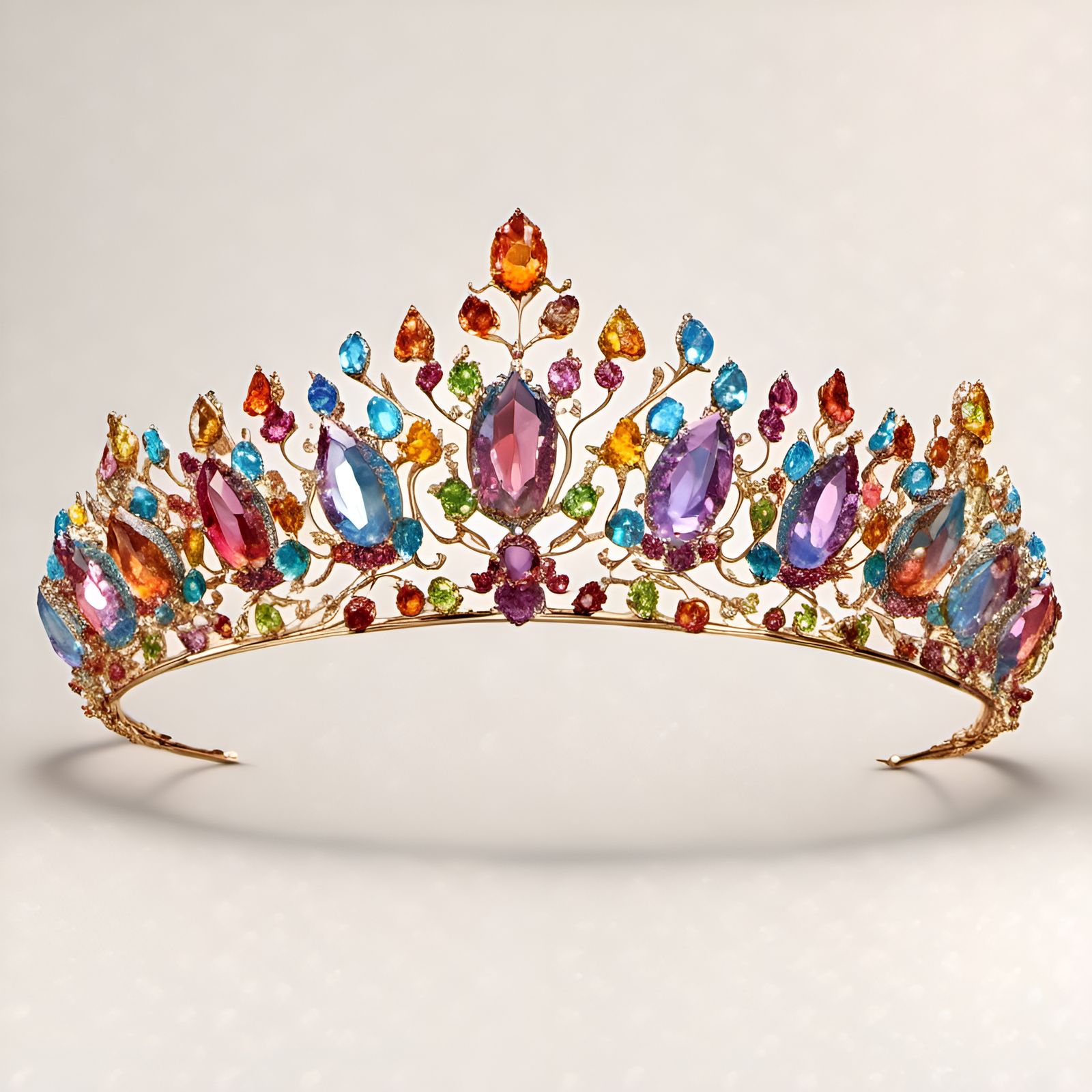 queen tiara rainbow galaxy gemstones platinum , ray traced l...
