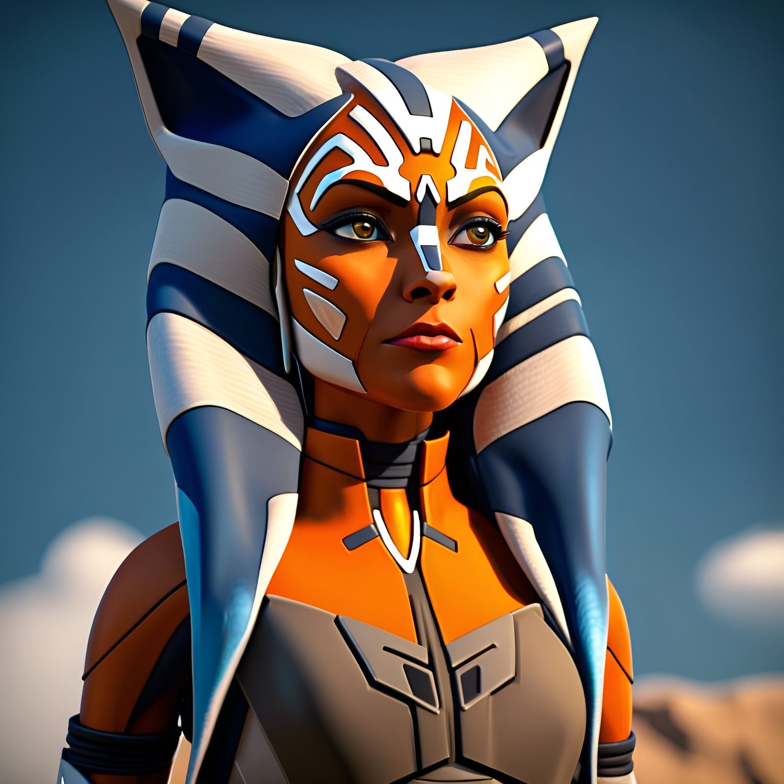 realistic Ahsoka Tano, 8k resolution super detailed comic-style ...