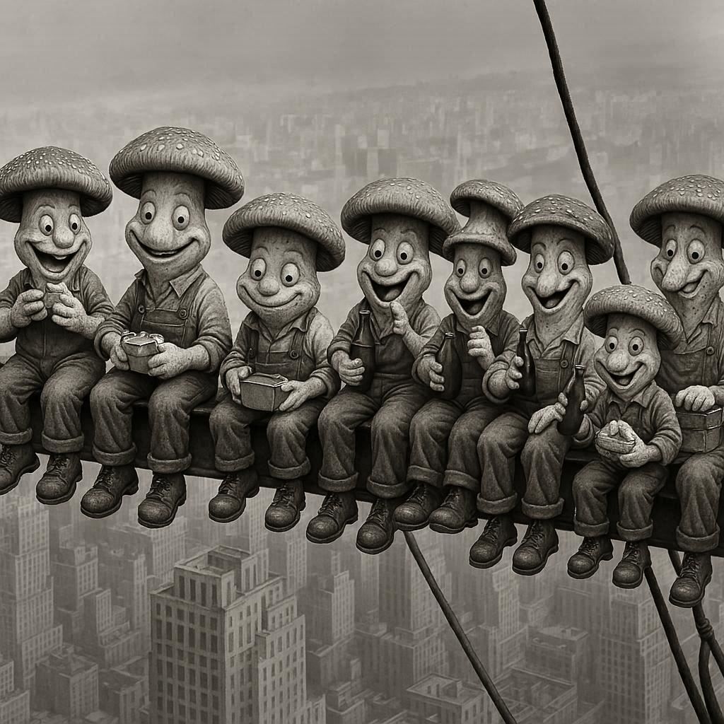 Lunch atop a Skyscraper - Crazy Mushroom Edition