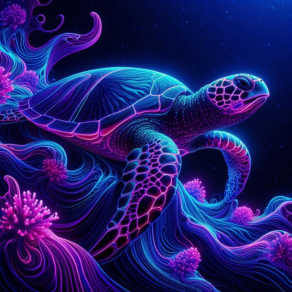 neon sea turtle