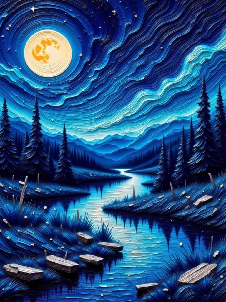 <lora:Impasto Masterpieces:1.0> impasto painting masterpiece of a midnight landscape