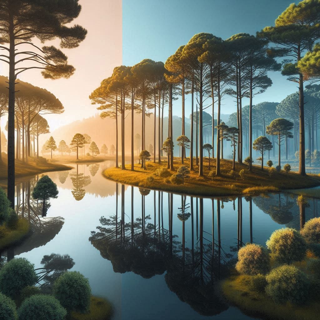 Parana Pine trees by twilight