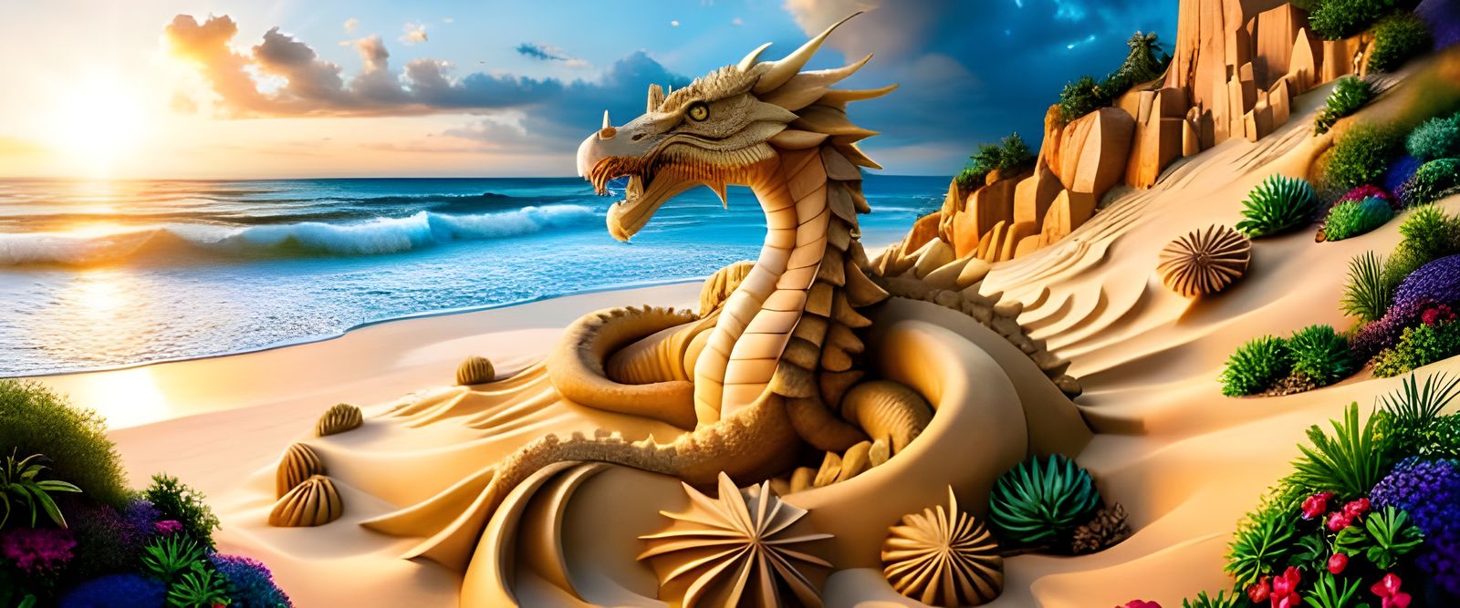 An Amazing Eastern-style Dragon : Sand Sculpture Art : Newest entry in the World Sand Sculpture Competition!!  by @Lovealotyl 