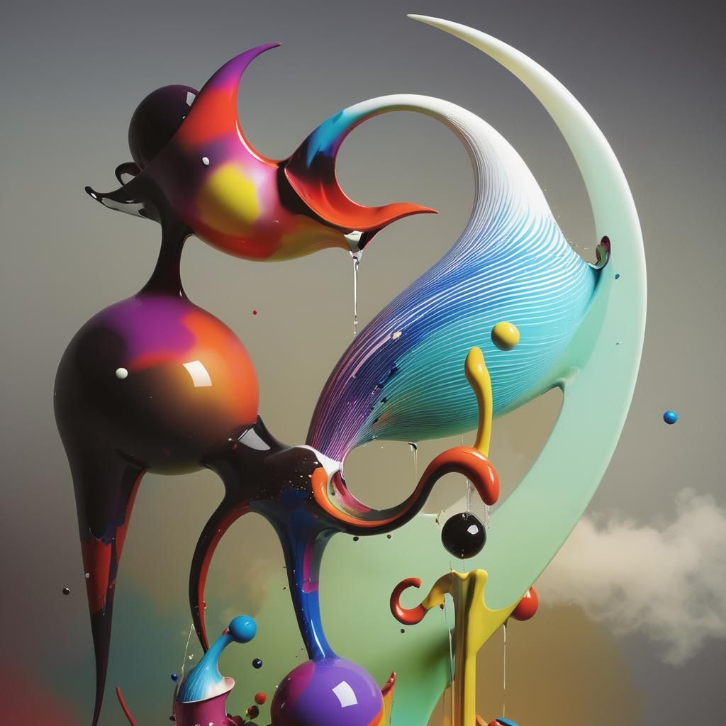 A vibrant and whimsical glitch artwork by the talented trio ...