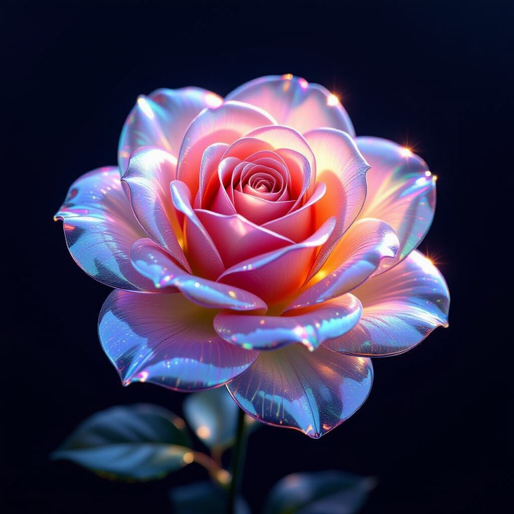 Iridescent Glass Rose in Ethereal Light