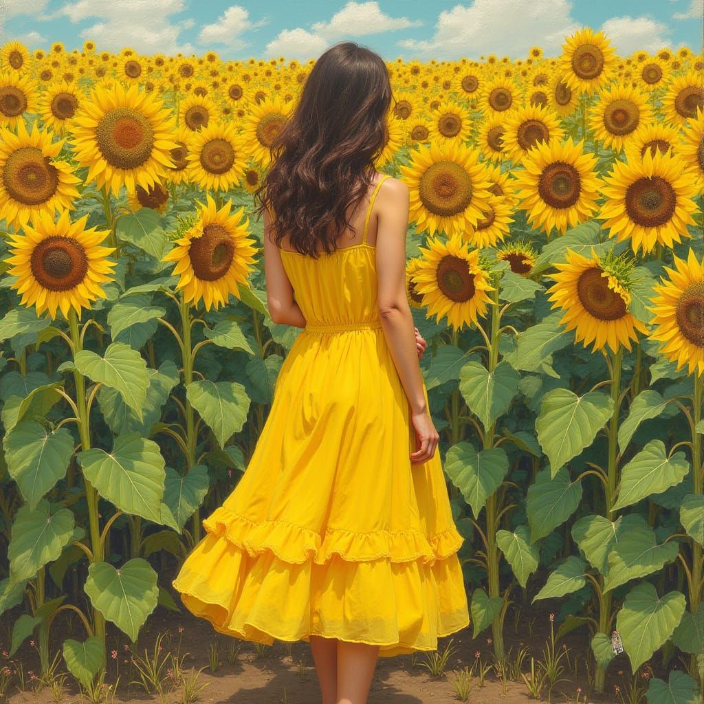 Sunflower Field in Modern Style