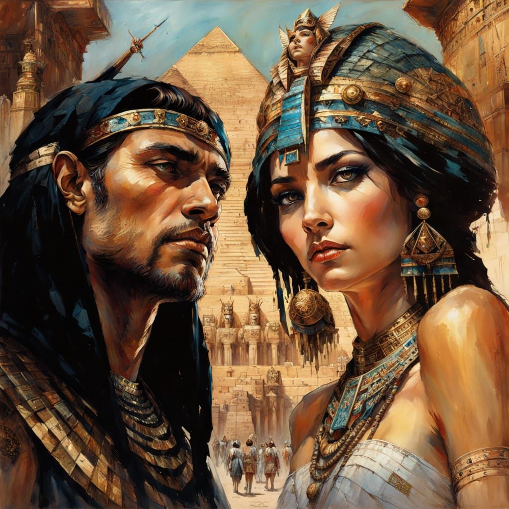 Ancient Egyptian Royalty in Dark Fantasy Splendor