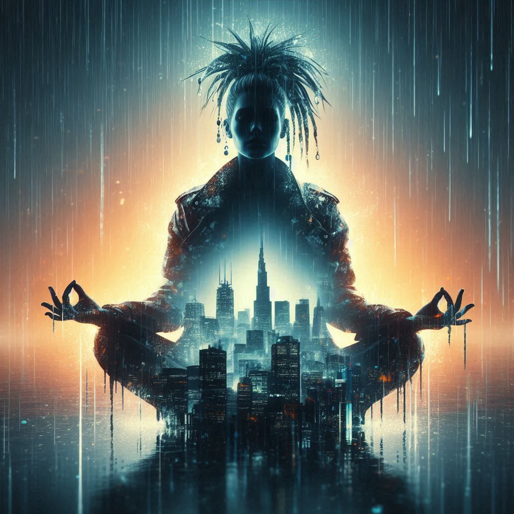 double exposure beautiful fantasy DALL-E 3 portrait landscape..