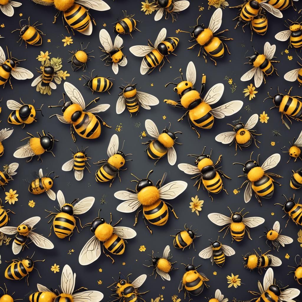 cute bee illustration big eyes fluffy little cute bee illust...