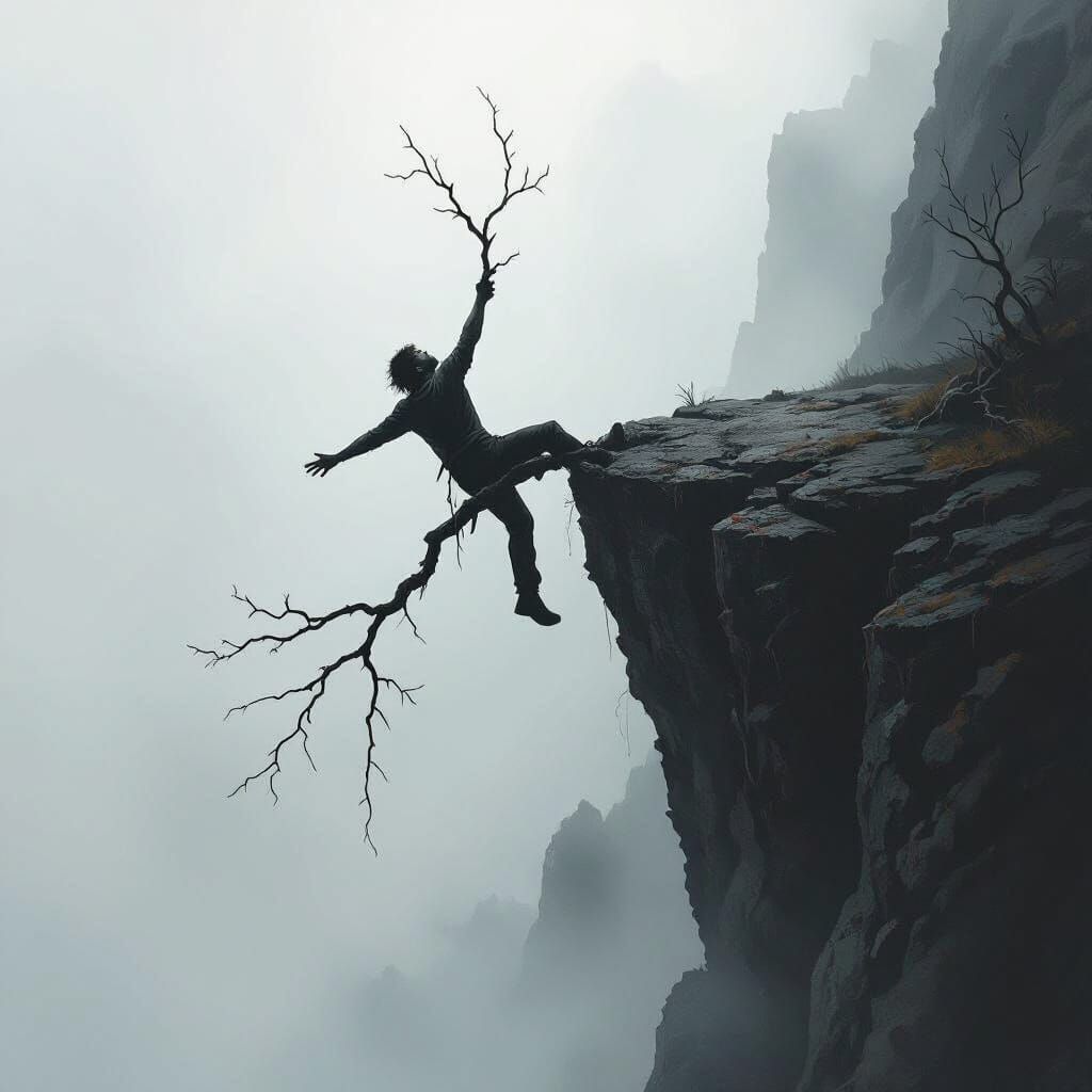 Desperate Cliffside Plea in Dramatic Style