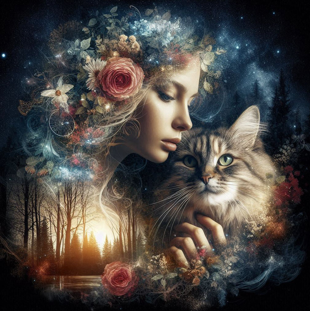 Mijn vrouw met onze poes 1