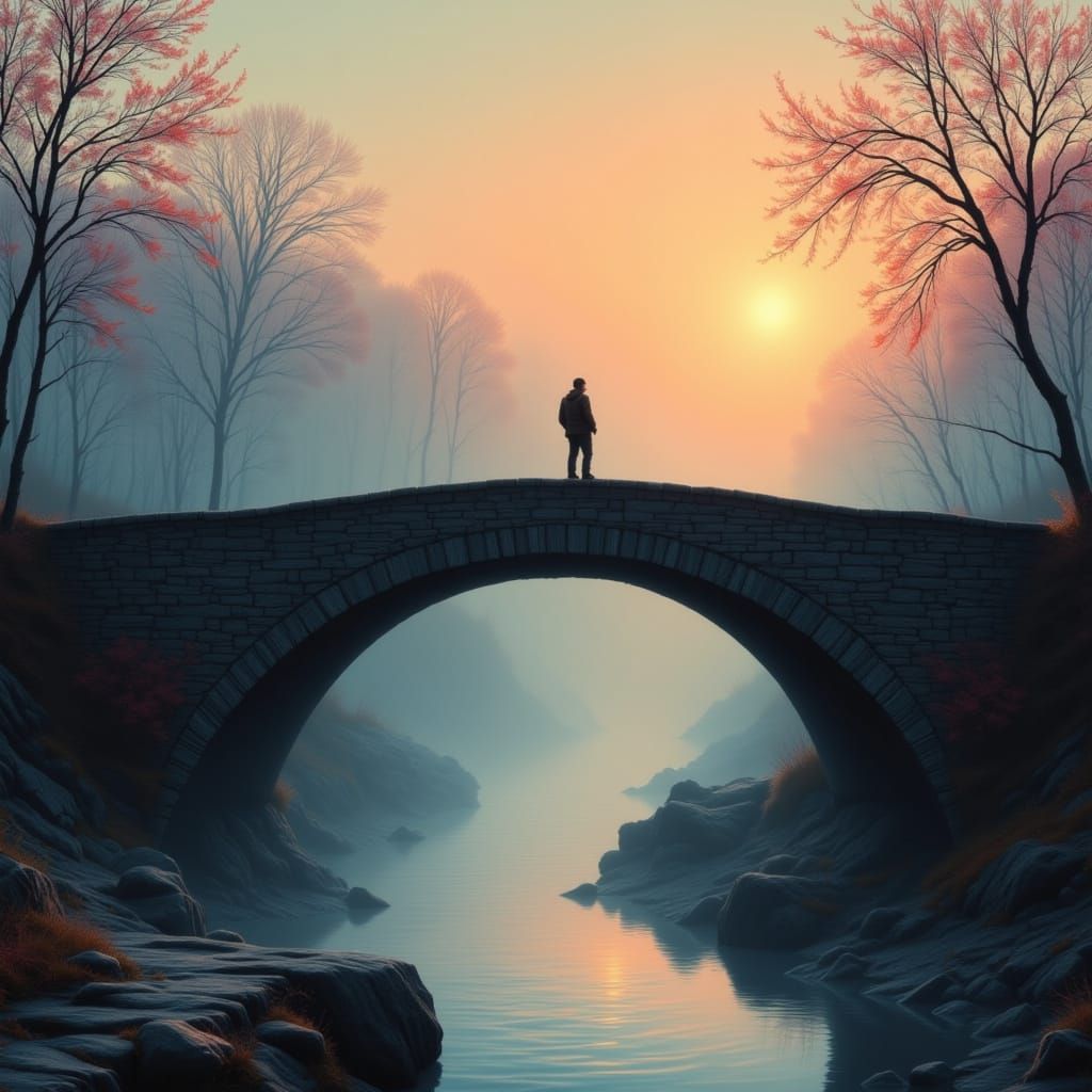 <lora:Flux Bridges:1.0>man on bridge