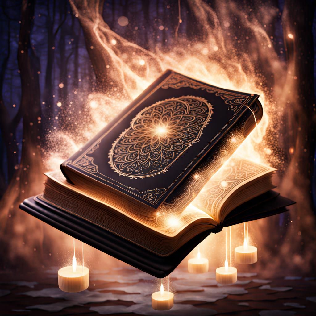 Enchanted magical book levitating