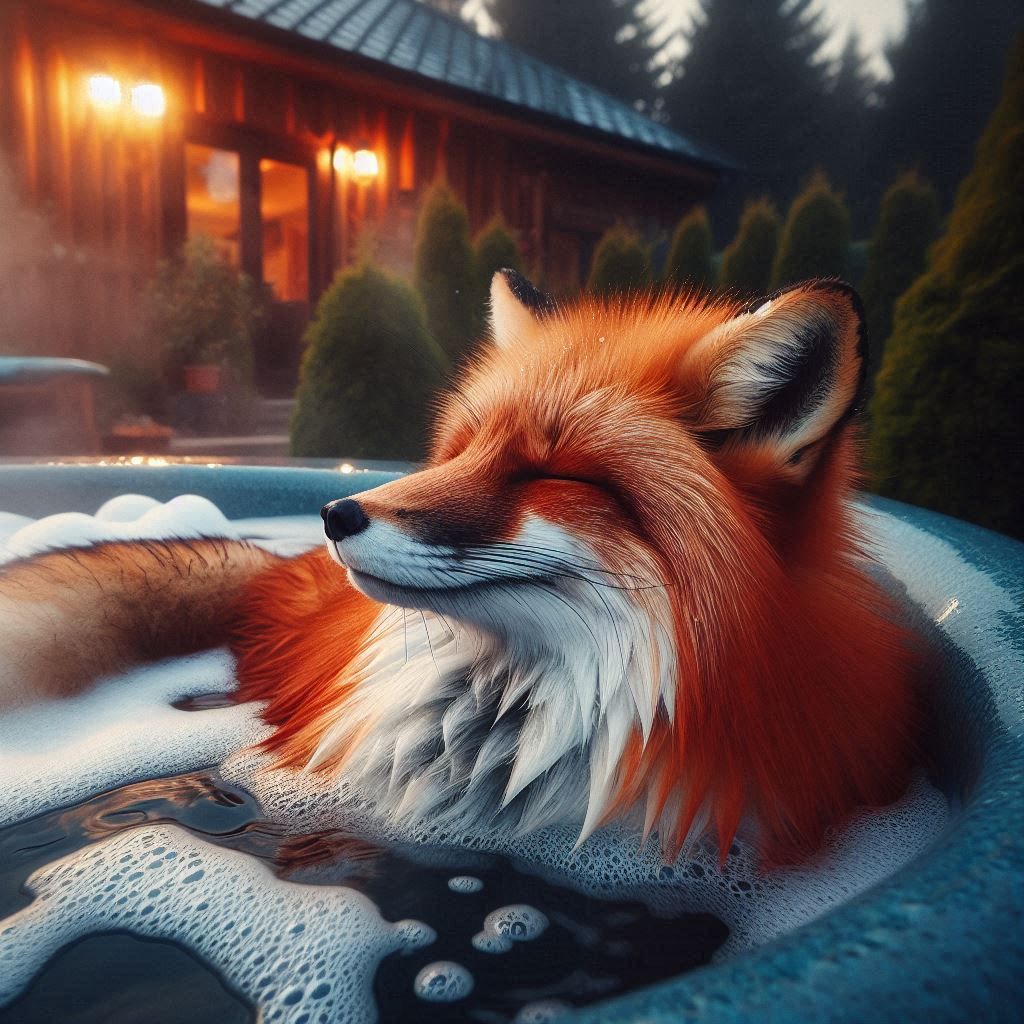 Relaxed Fox in a Jacuzzi 2
