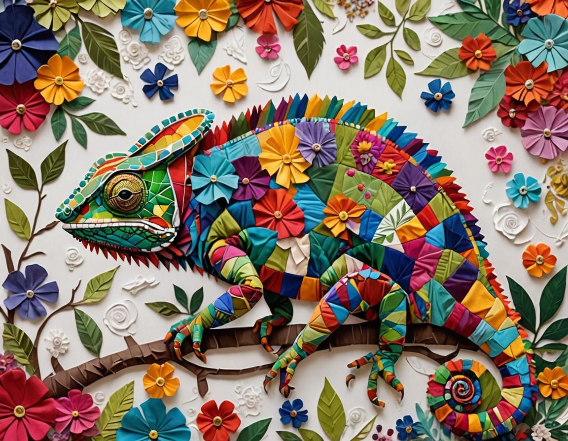 Chameleon made of fabric