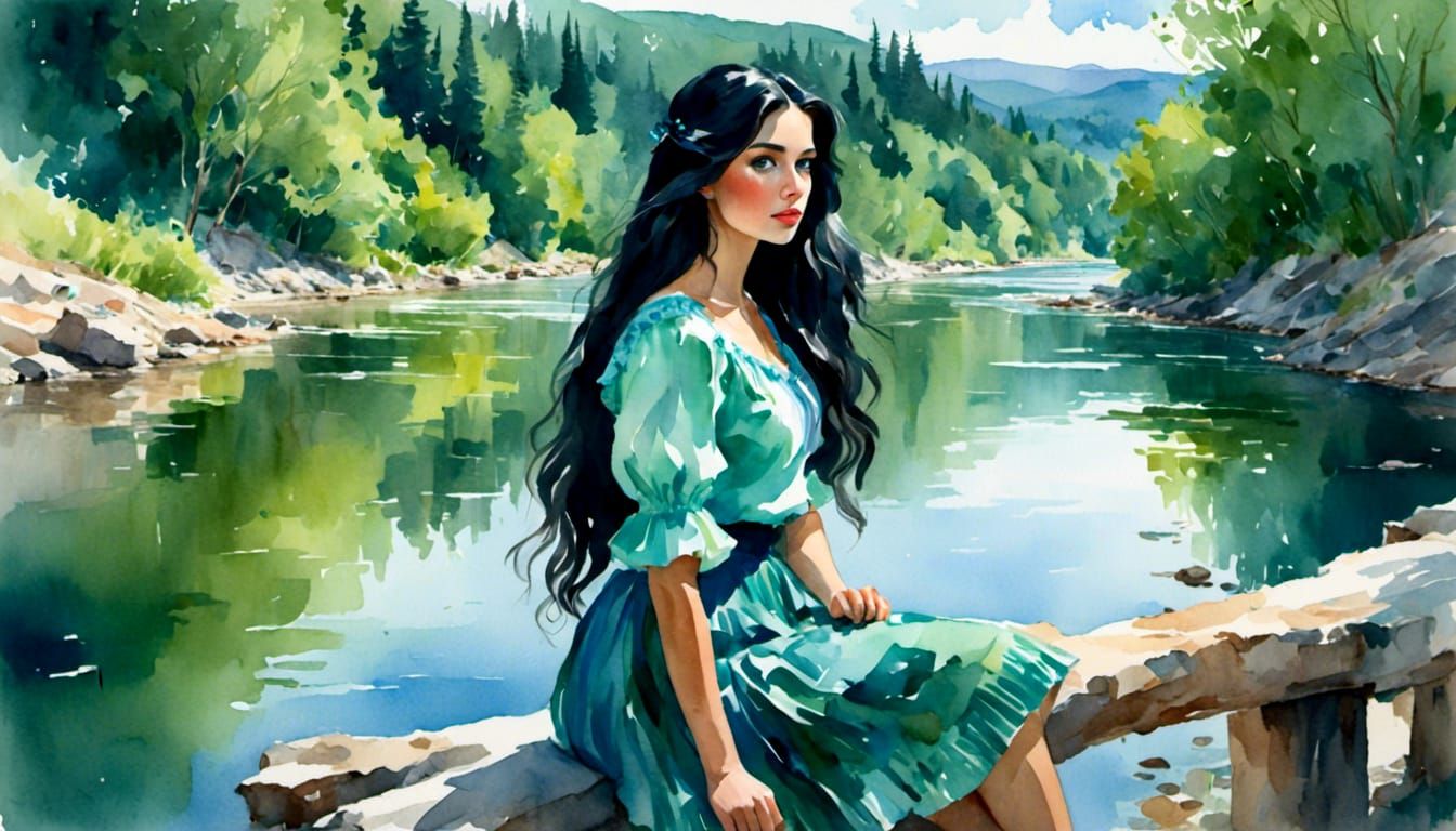 Sitting by the river.