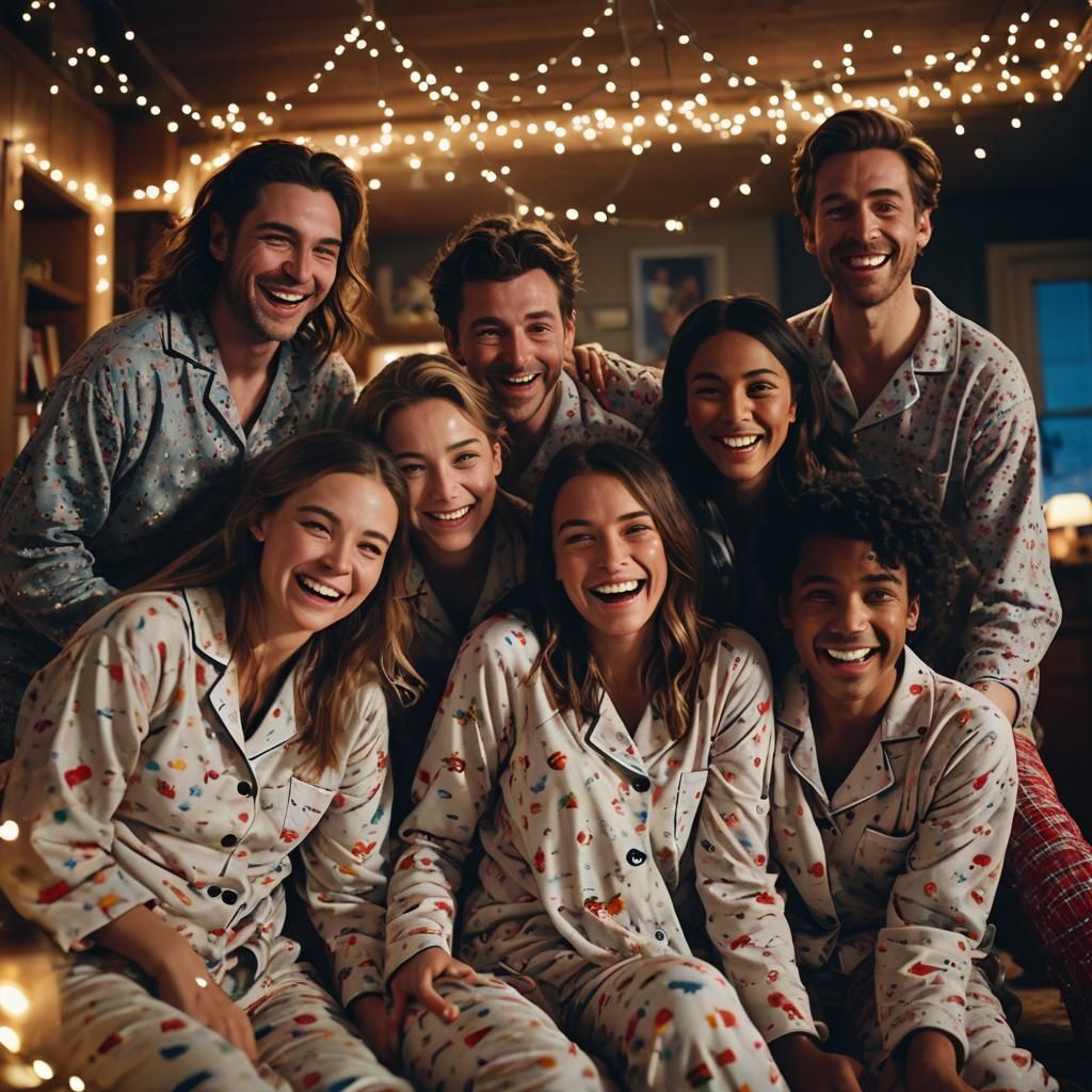 Cozy Pajama Party in Cinematic Lighting