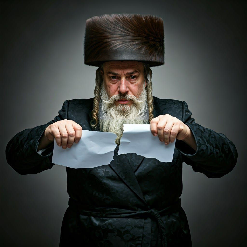 Orthodox Jew Tears Up Paper in Despair
