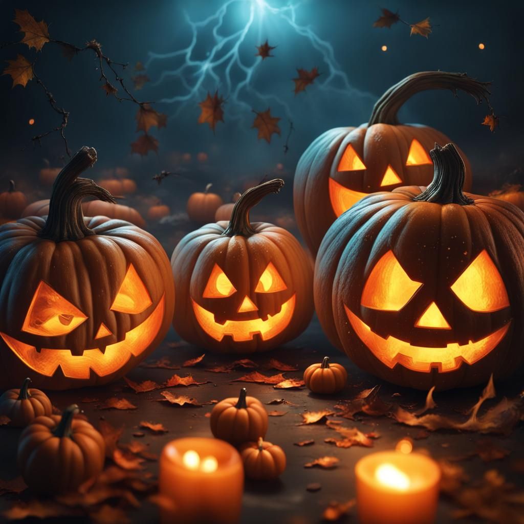 Halloween pumpkins2 - AI Generated Artwork - NightCafe Creator