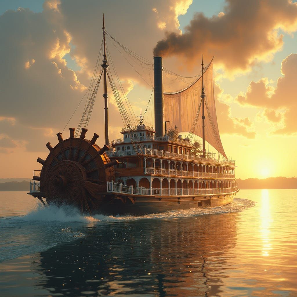 Surreal Mississippi King Steamboat on the Mississippi River ...