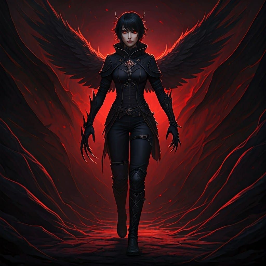 Dark Fantasy Woman Strides Forward in 3D Anime Art