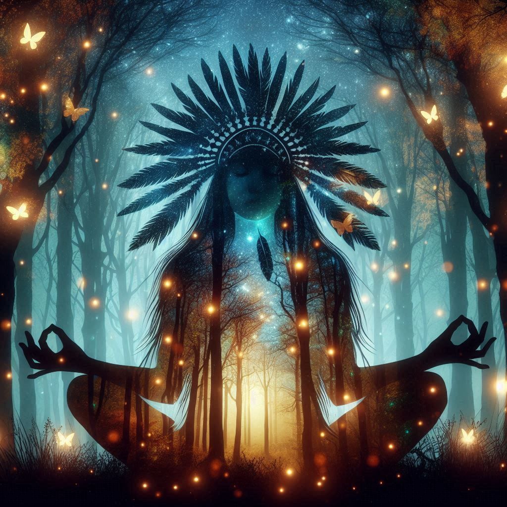 double exposure beautiful fantasy portrait landscape..