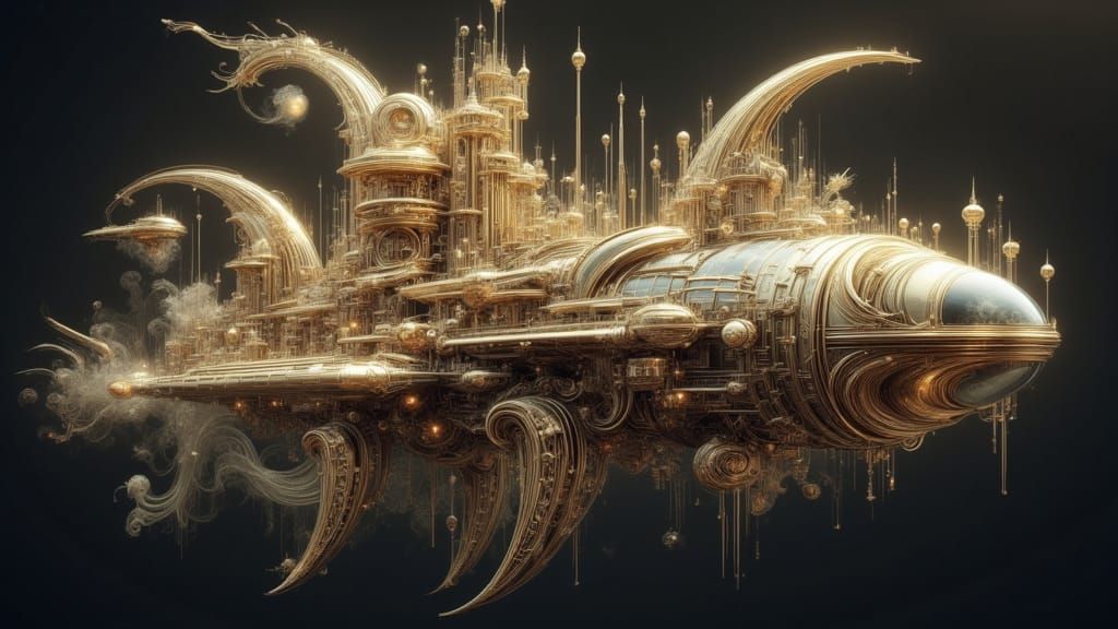 <lora:Ethereal Magic Flux:1.0> <lora:LuxeVisionsFlux:1.0> An alien long-range expedition spaceship could vary in appearance, but generally w...