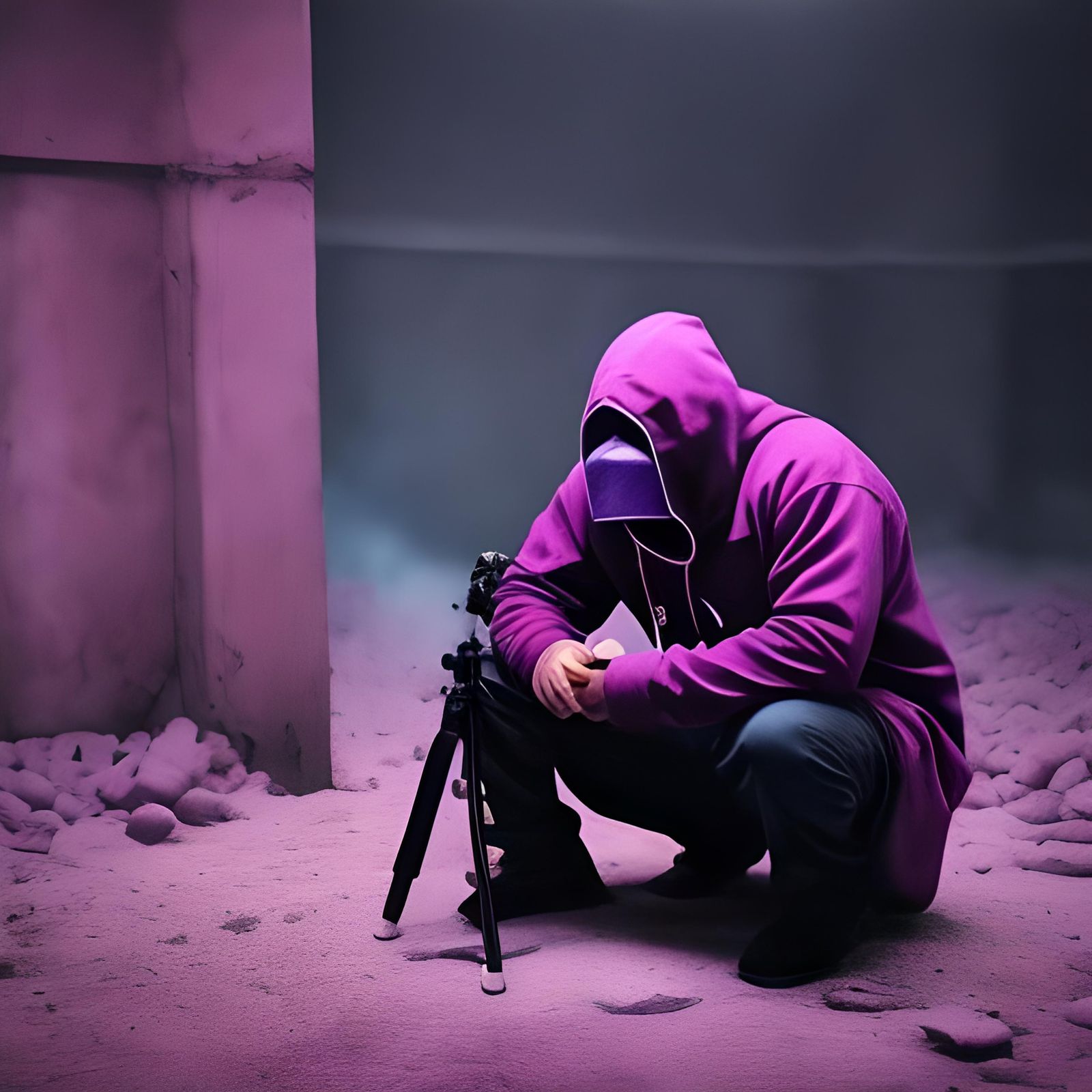 Silent savage rap album cover purple pink gritty studio in t...
