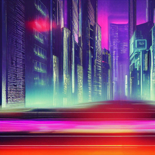 Cyberpunk Cityscape in Neon Lit Futuristic World