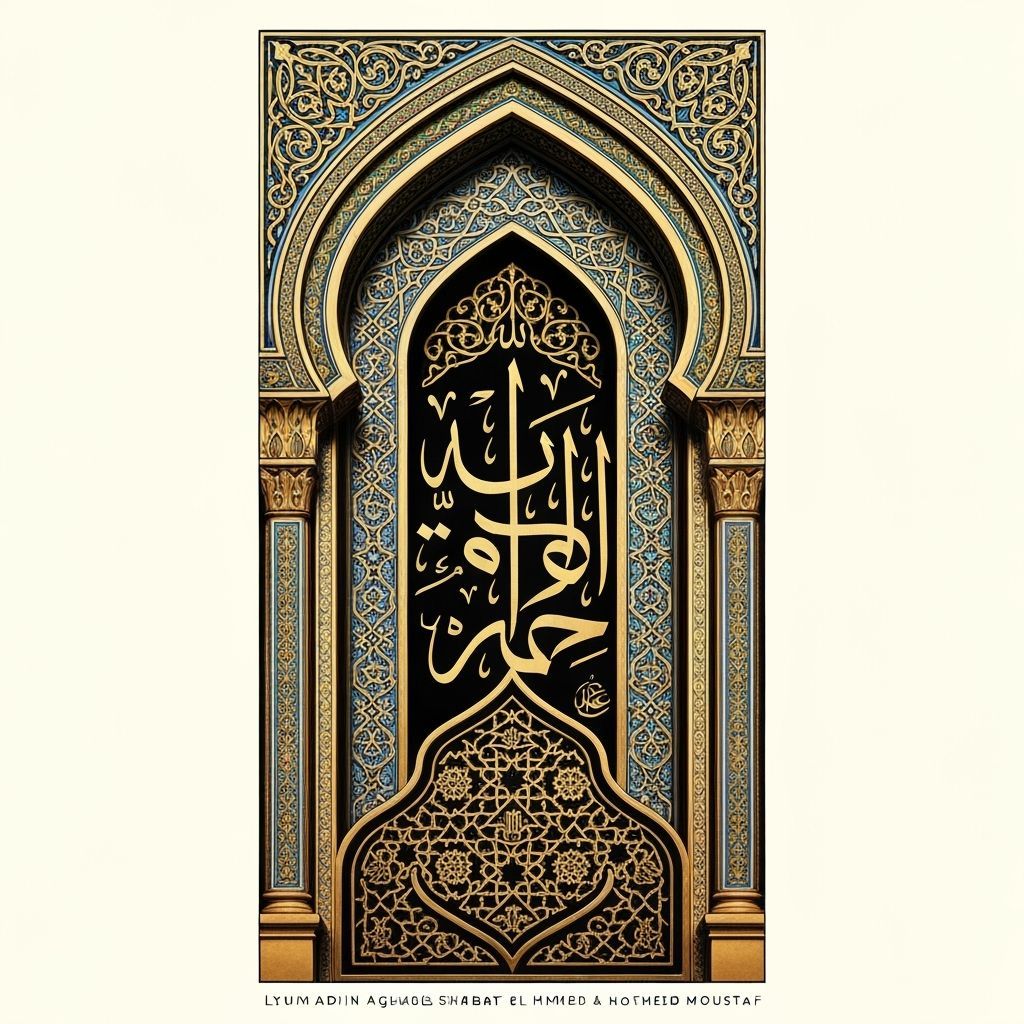 Allah Akbar Calligraphy in Sacred Geometry Pattern