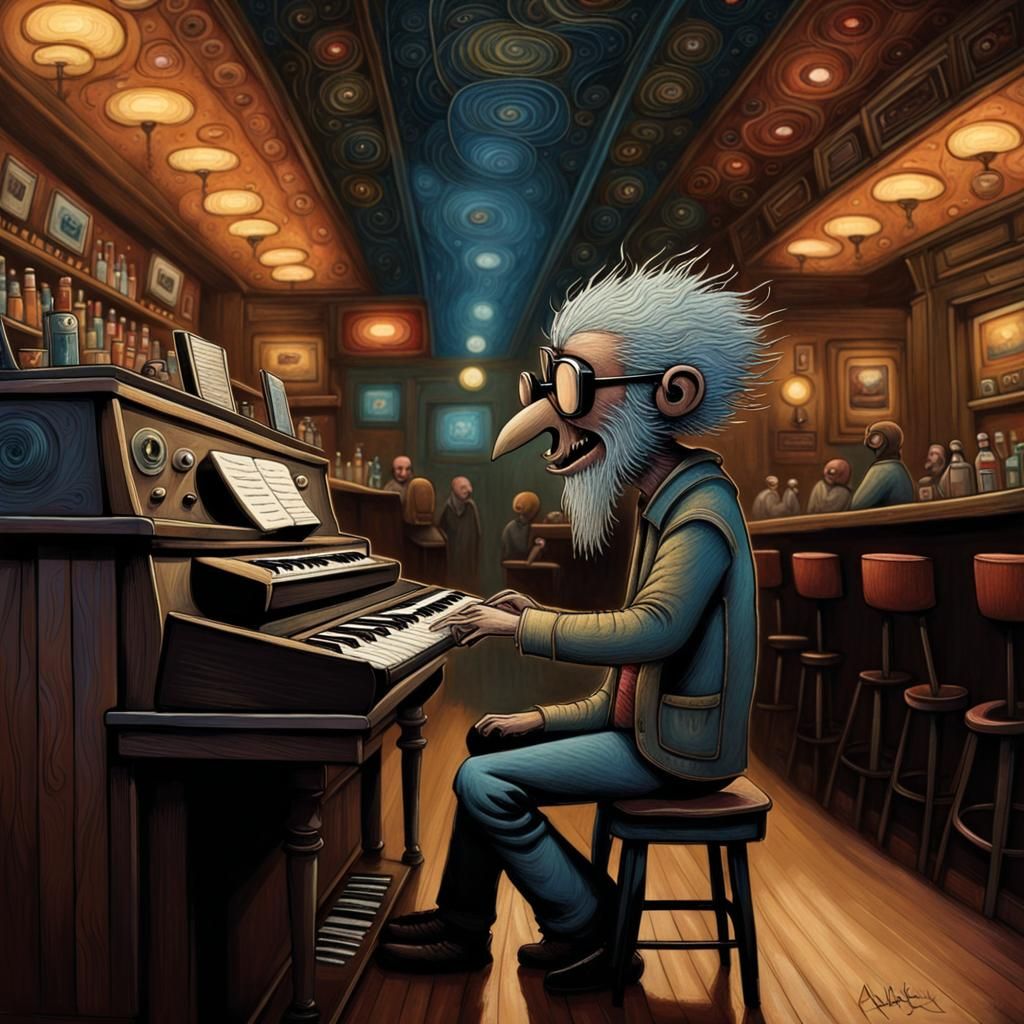 a blind guy playing the keyboard and singing in a bar, by andy kehoe ...