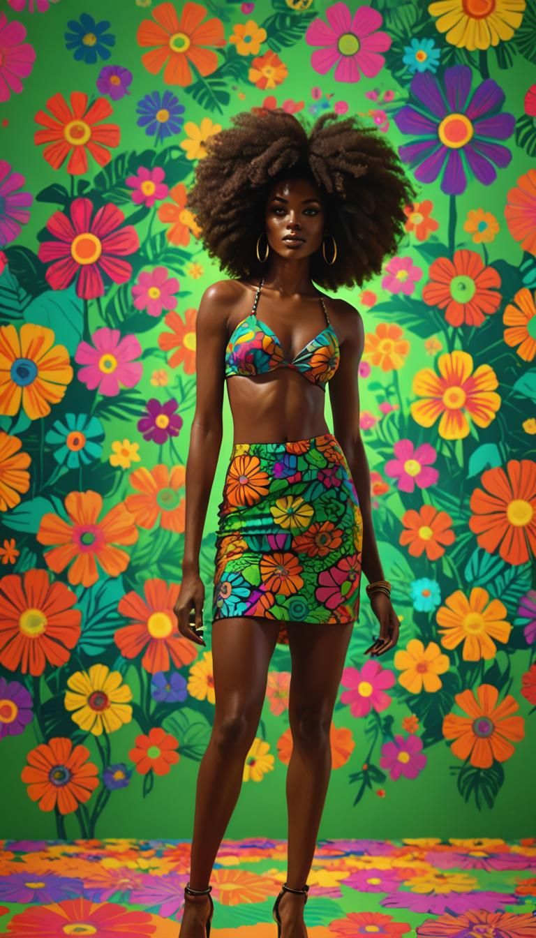 Beautiful hippy chick model poses in front of green screen b...