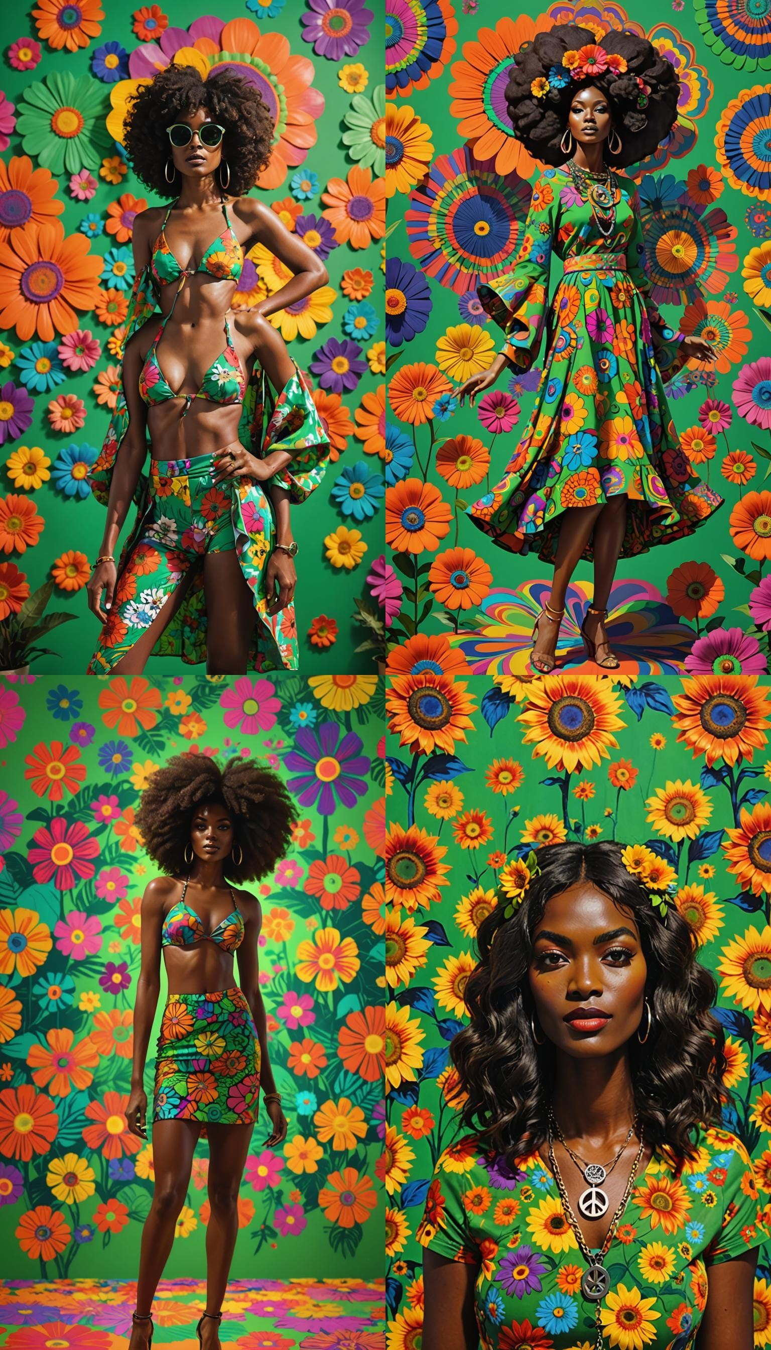 Beautiful hippy chick model poses in front of green screen b...