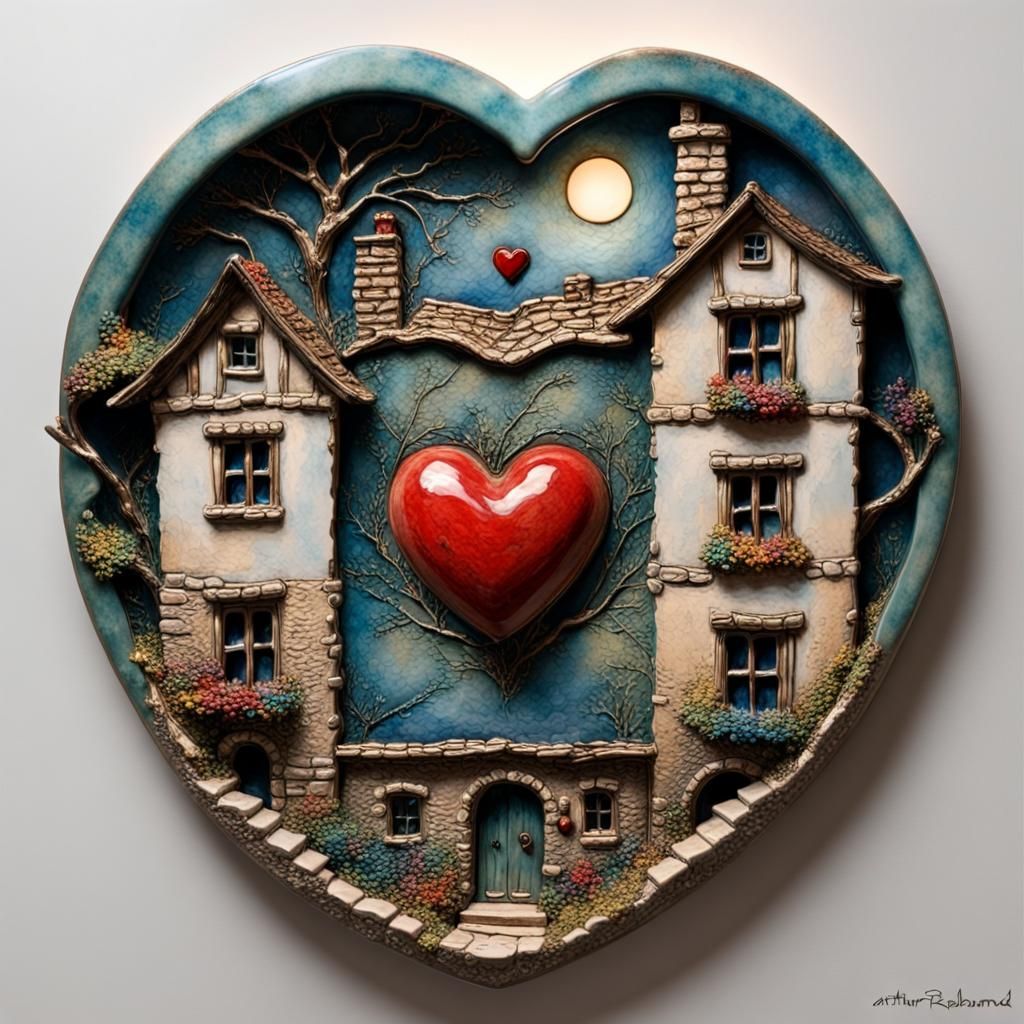 Home Is Where the Heart Is, Ceramic Wall Sculpture  by @Stretch