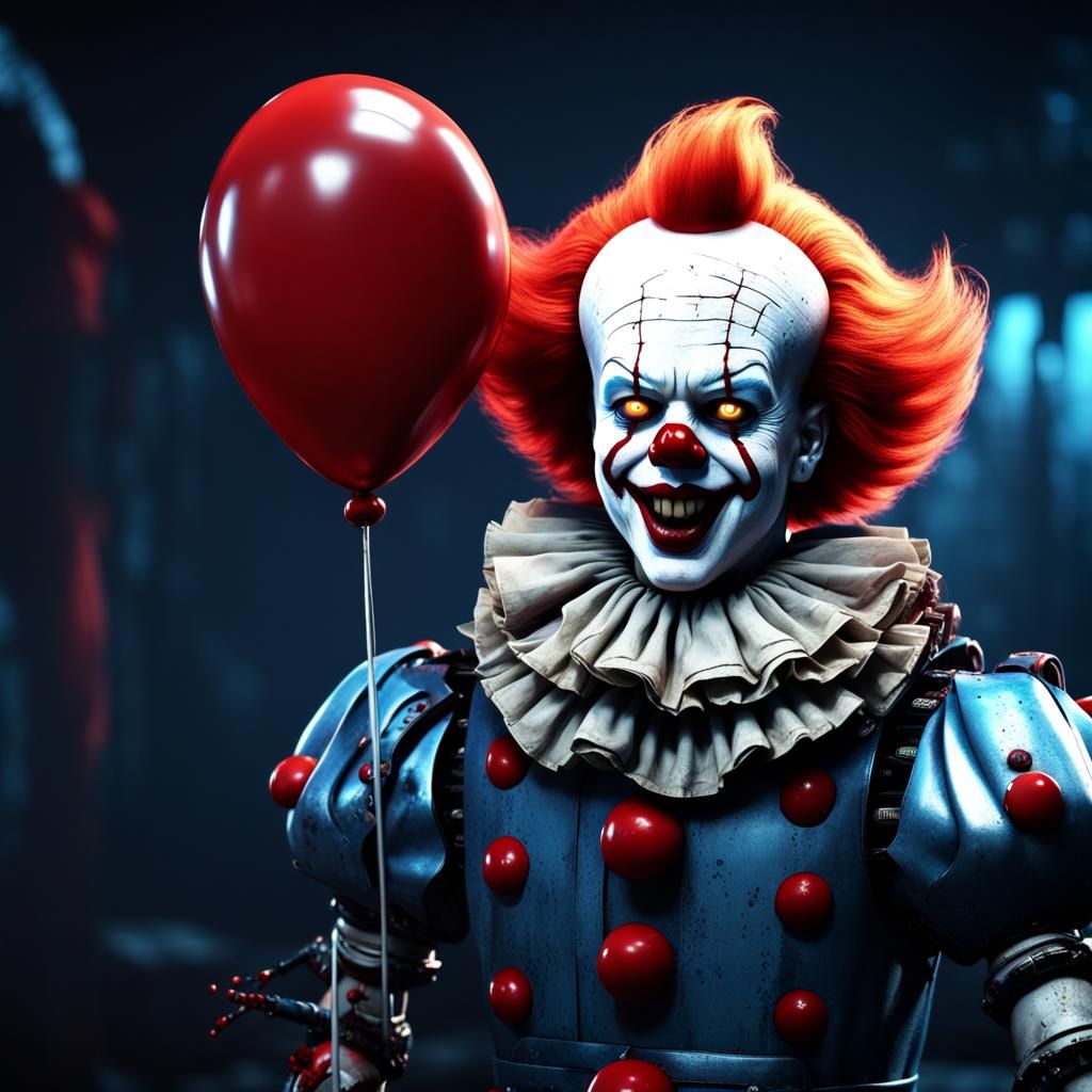 Robot Pennywise Clown in Dark Fantasy Art