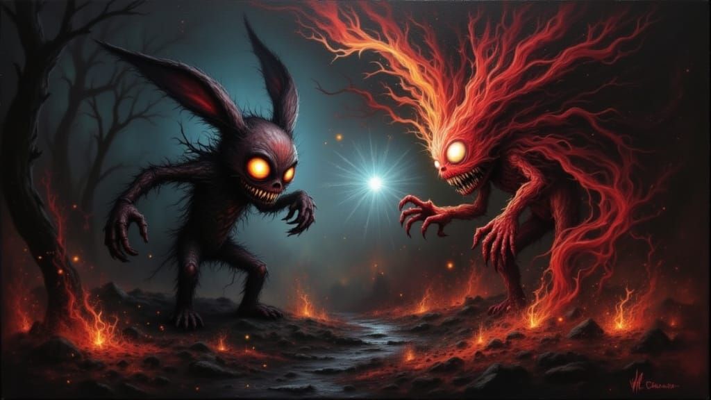 two strange creatures have a dance off