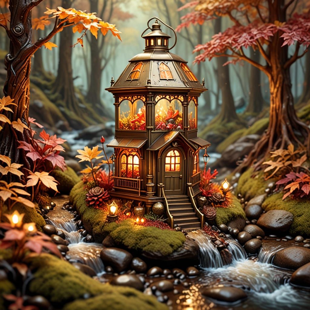 Steampunk Autumn Forest in a Lantern 🏮🌳